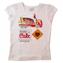 Blusa em Cotton com Strass e Estampa Up Baby