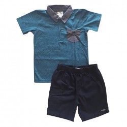 Conjunto Camisa Pólo e Bermuda Azul Up Baby