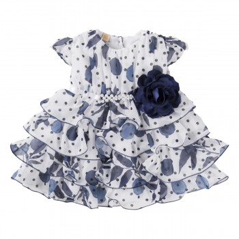 Vestido Manga Curta Estampa Poá