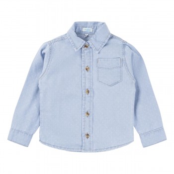 Camisa Jeans Manga Longa Maquinetada Menino 