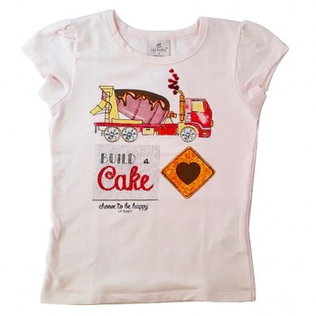 Blusa em Cotton com Strass e Estampa Up Baby