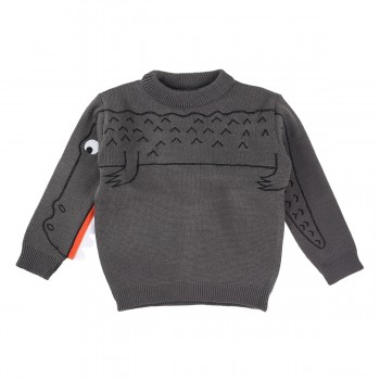 Blusa Manga Longa Bordado Jacaré Menino