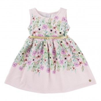Vestido Em Jacquard Floral Menina-Rosa-01