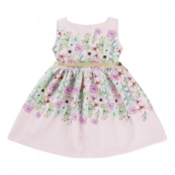 Vestido Em Jacquard Floral Menina-Rosa-01