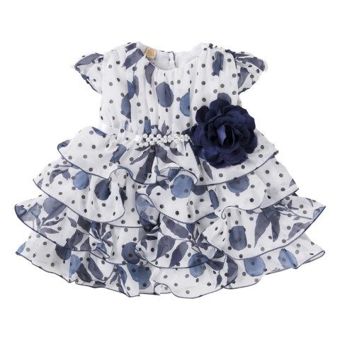 Vestido Manga Curta Estampa Poá