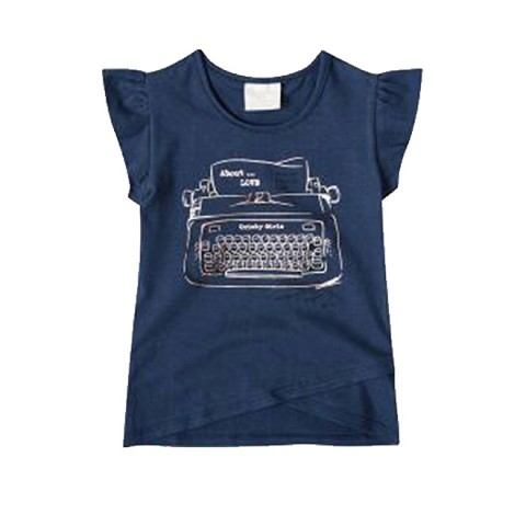 Conjunto Infantil Manga Curta Azul Feminino Quimby