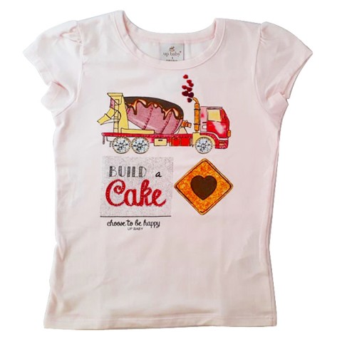 Blusa em Cotton com Strass e Estampa Up Baby