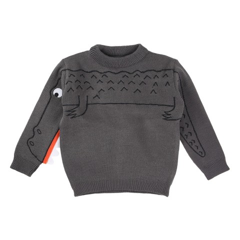 Blusa Manga Longa Bordado Jacaré Menino