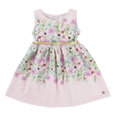 Vestido Em Jacquard Floral Menina-Rosa-01