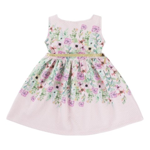 Vestido Em Jacquard Floral Menina-Rosa-01